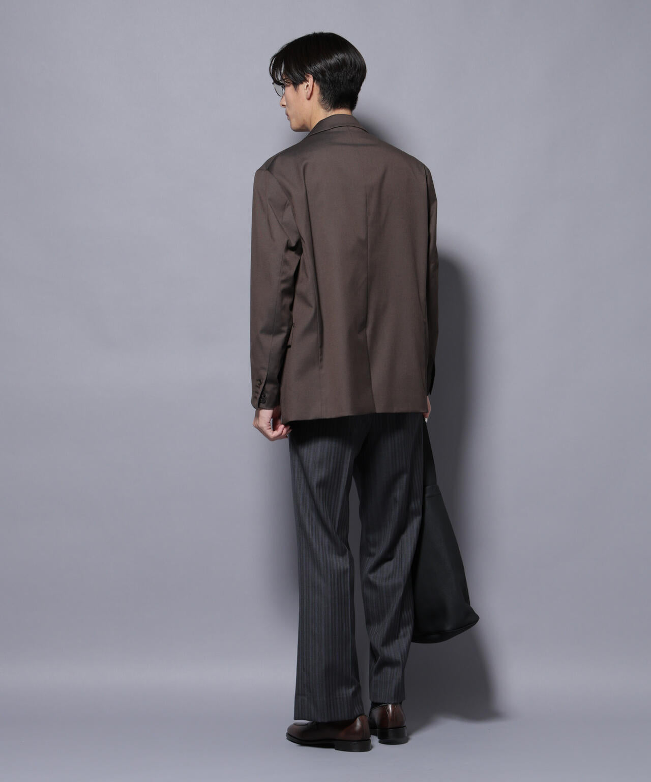 DELEGANTEエアリーサキソニー グリッターストライプテーラードジャケット(セットアップ可)