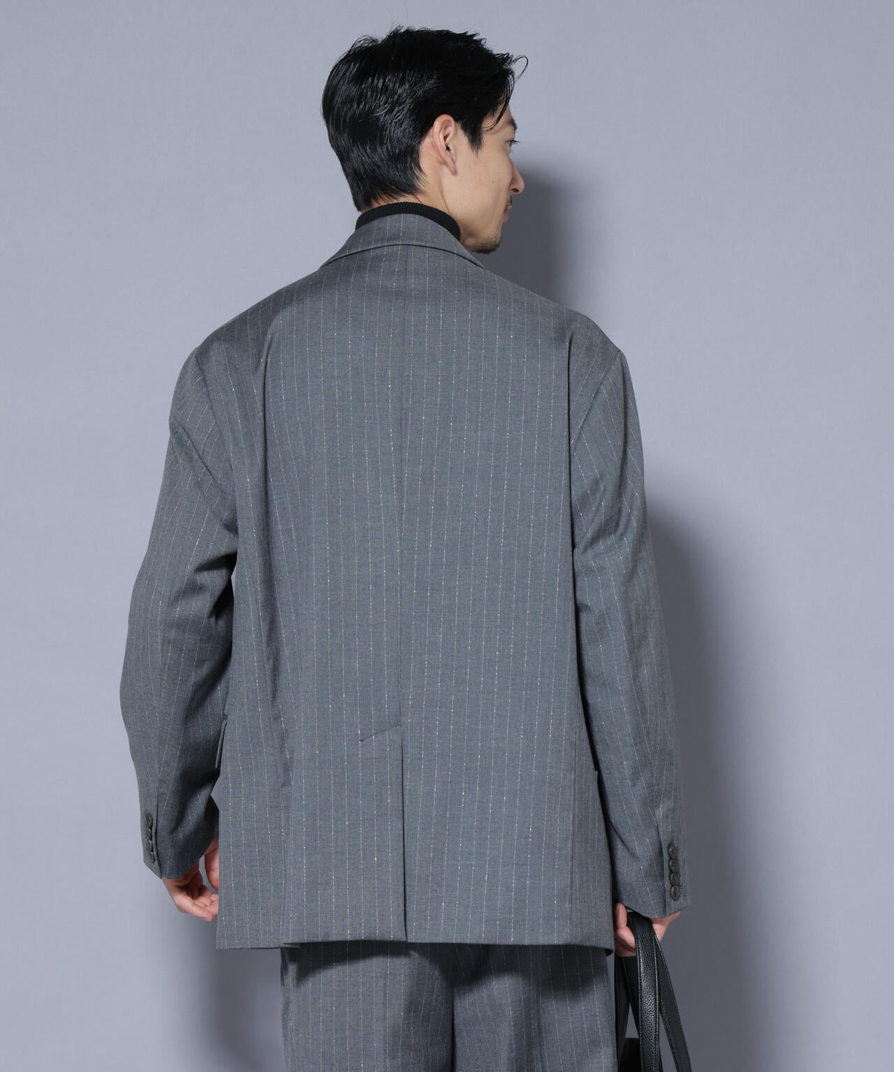 DELEGANTEエアリーサキソニー グリッターストライプテーラードジャケット(セットアップ可)