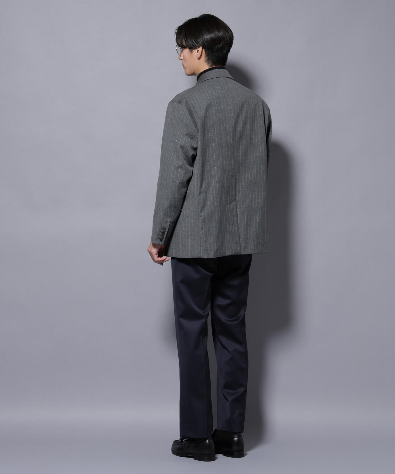 DELEGANTEエアリーサキソニー グリッターストライプテーラードジャケット(セットアップ可)