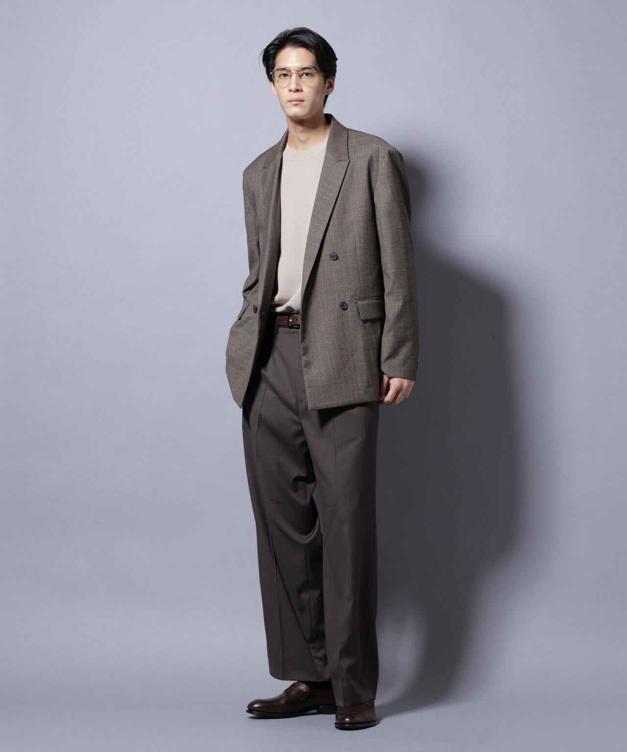 DELEGANTE グレンチェックW-Brethted ジャケット(セットアップ可)