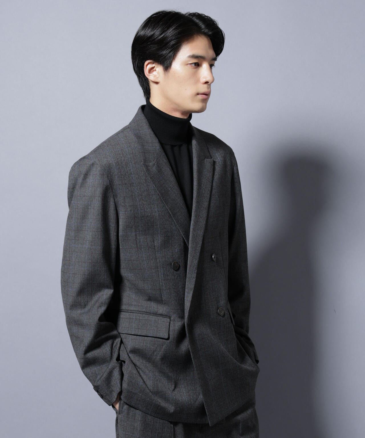 DELEGANTE グレンチェックW-Brethted ジャケット(セットアップ可)