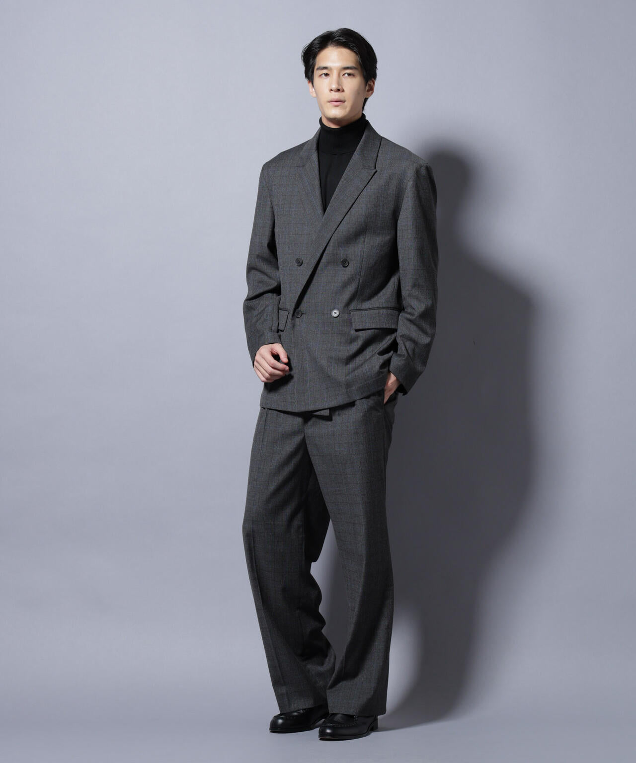 DELEGANTE グレンチェックW-Brethted ジャケット(セットアップ可)