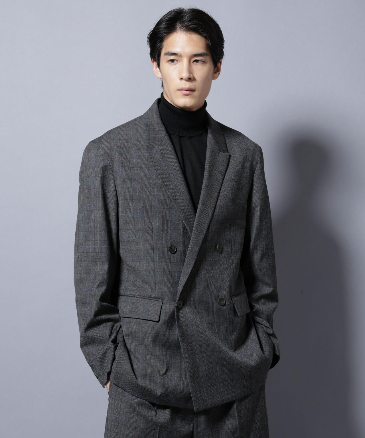 DELEGANTE グレンチェックW-Brethted ジャケット(セットアップ可)