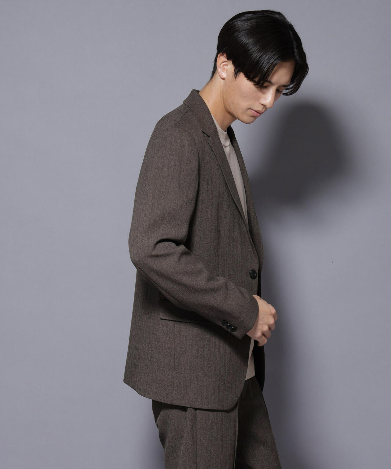 「N JACKET BASIC」 洗えるMIXツイードストレッチジャケット(セットアップ可)