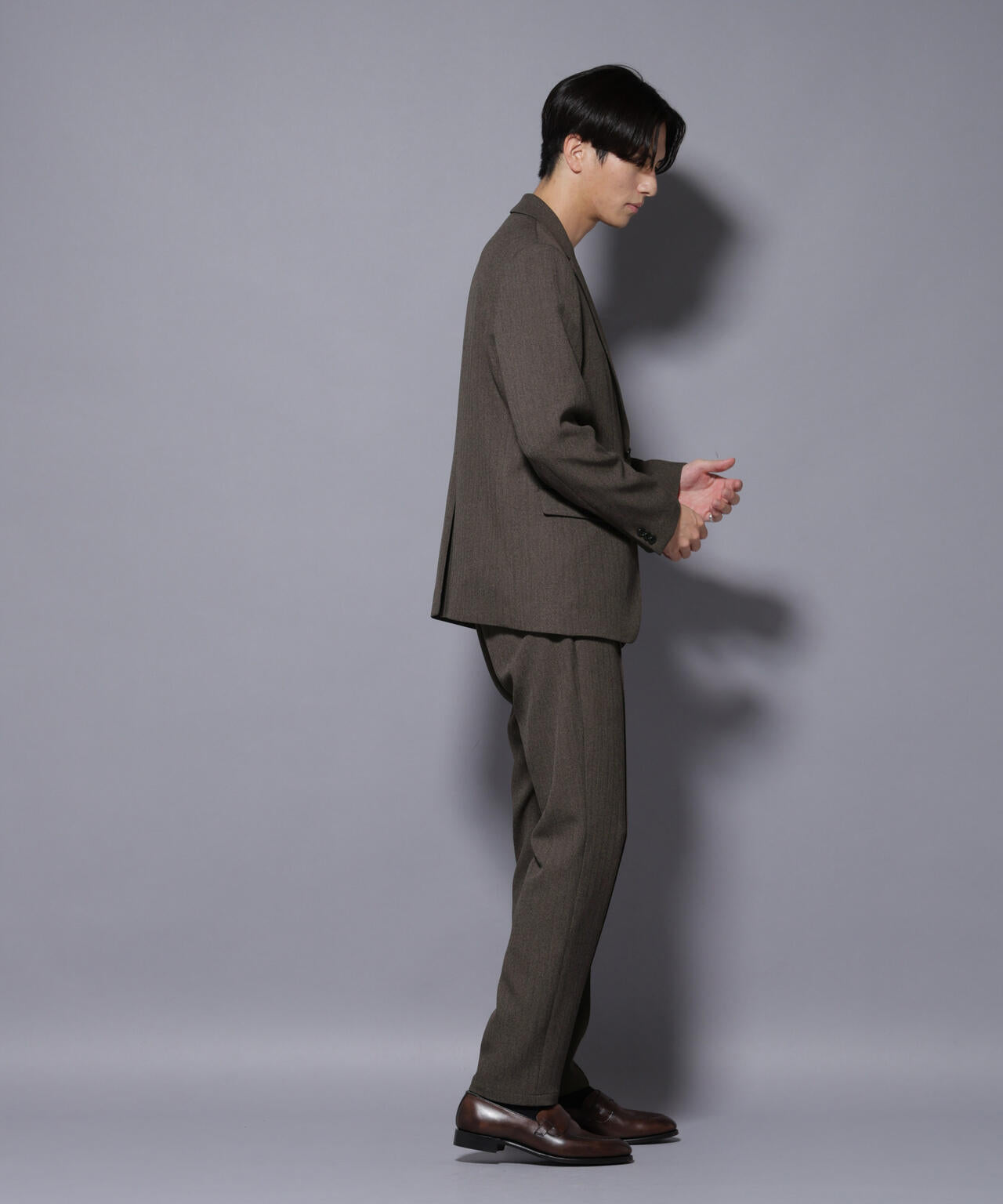 「N JACKET BASIC」 洗えるMIXツイードストレッチジャケット(セットアップ可)