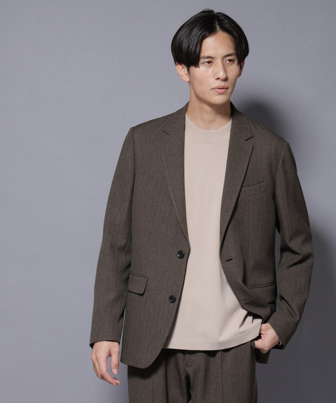 「N JACKET BASIC」 洗えるMIXツイードストレッチジャケット(セットアップ可)