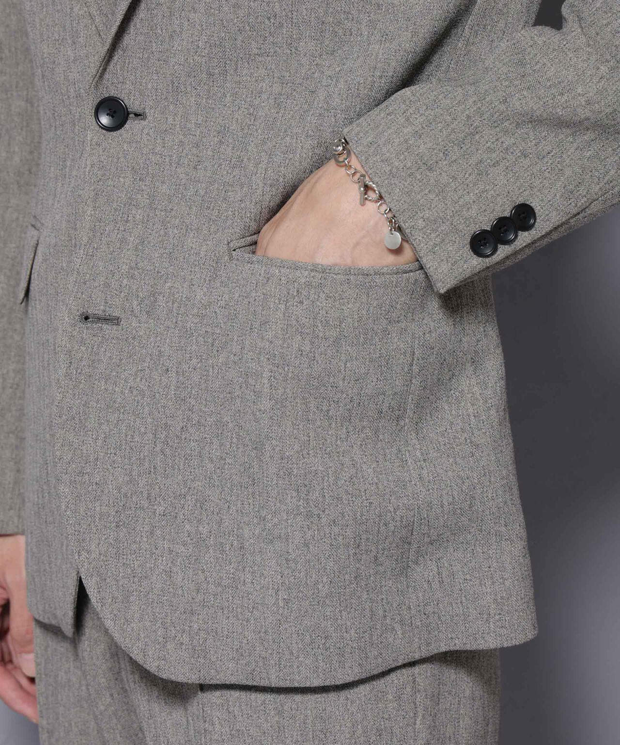 「N JACKET BASIC」 洗えるMIXツイードストレッチジャケット(セットアップ可)