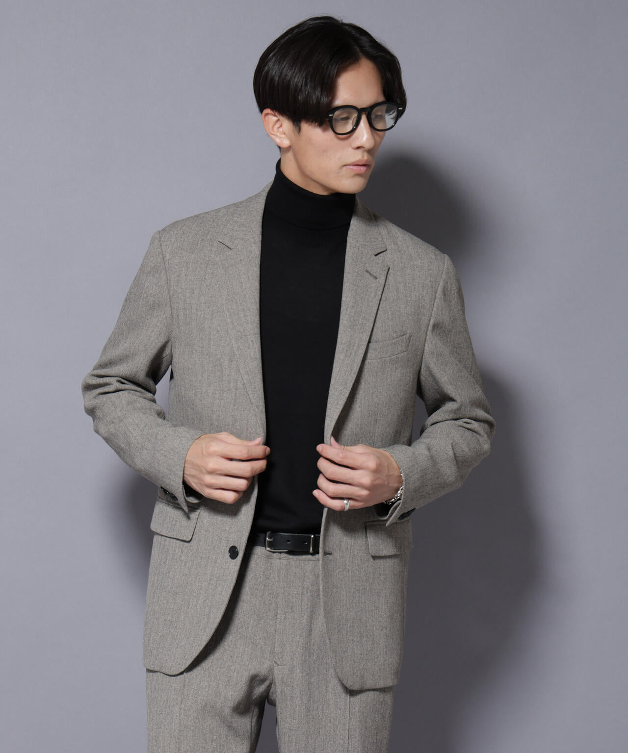 「N JACKET BASIC」 洗えるMIXツイードストレッチジャケット(セットアップ可)