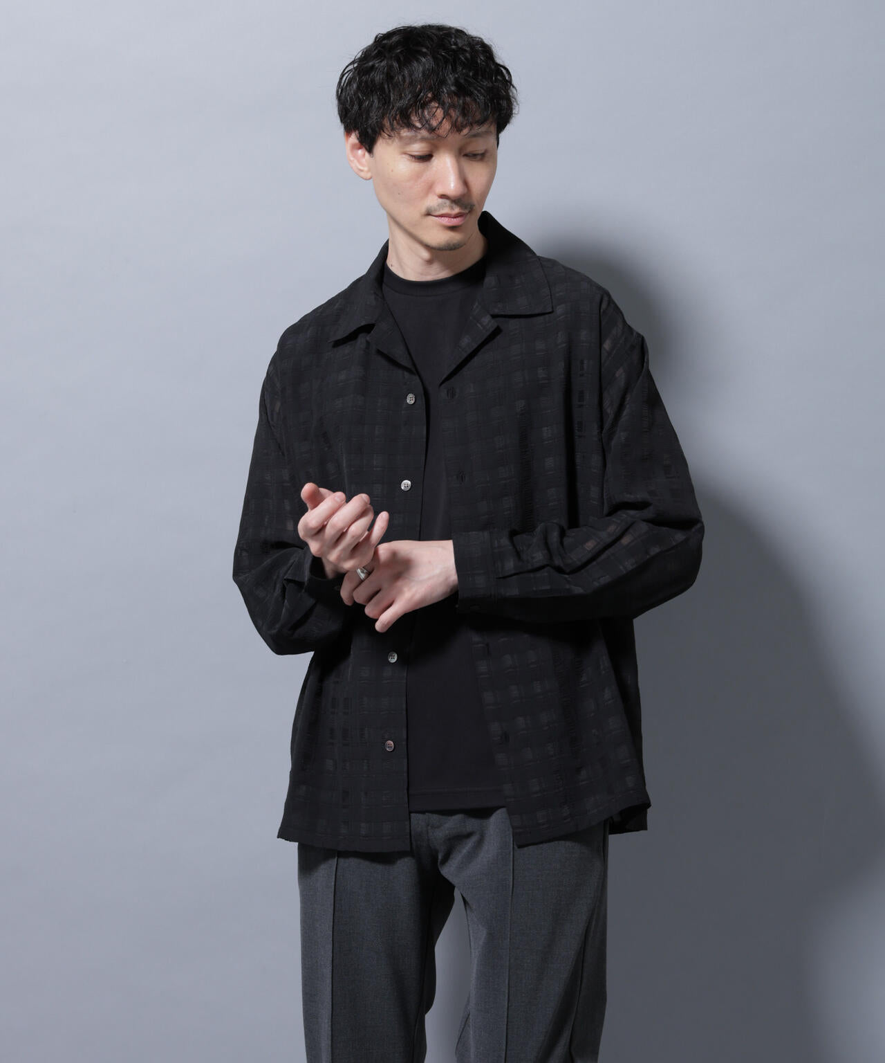 シースルーチェックシャツ 長袖