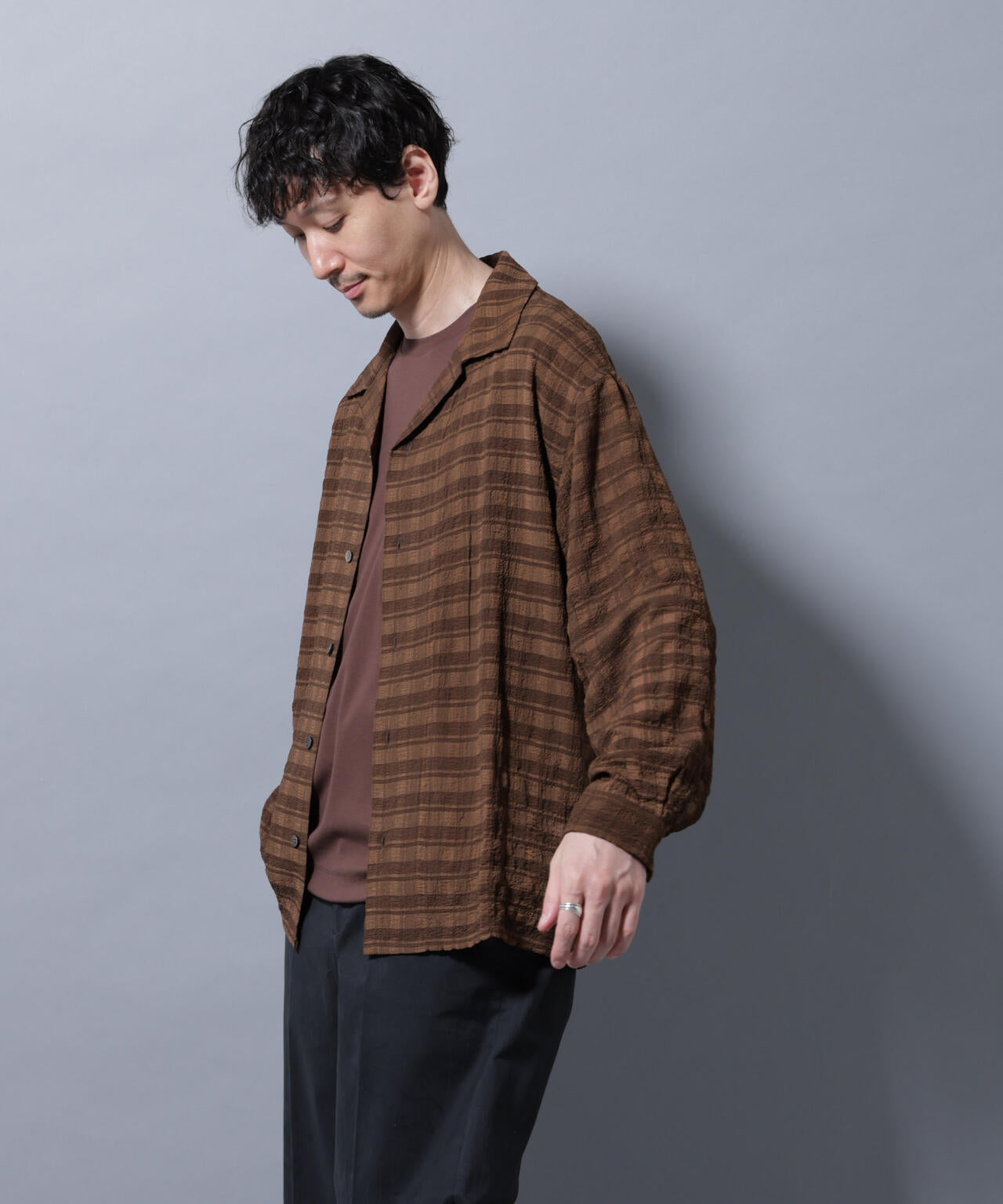 シースルーチェックシャツ 長袖