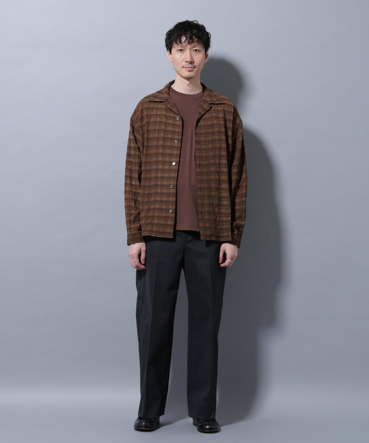 シースルーチェックシャツ 長袖