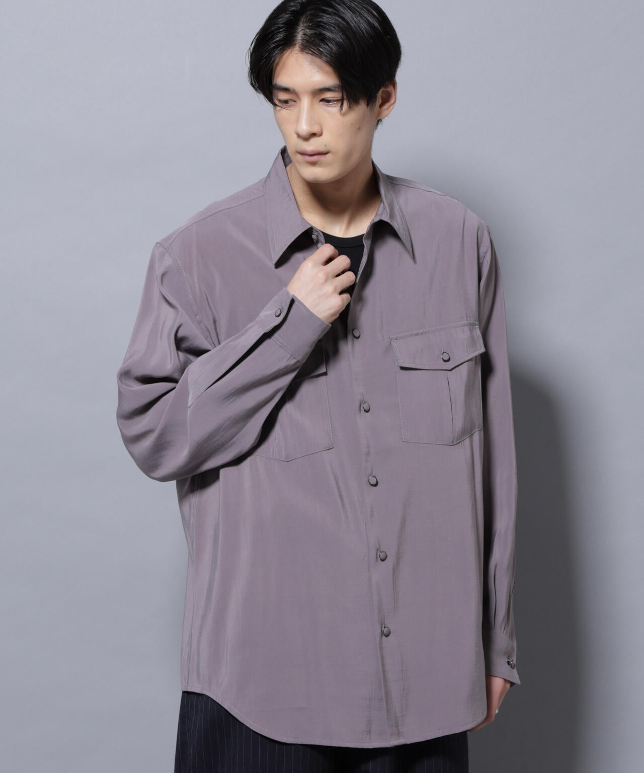 ヴィンテージライクレーヨンフィブリルシャツ