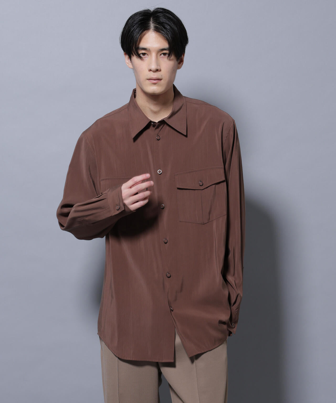 ヴィンテージライクレーヨンフィブリルシャツ