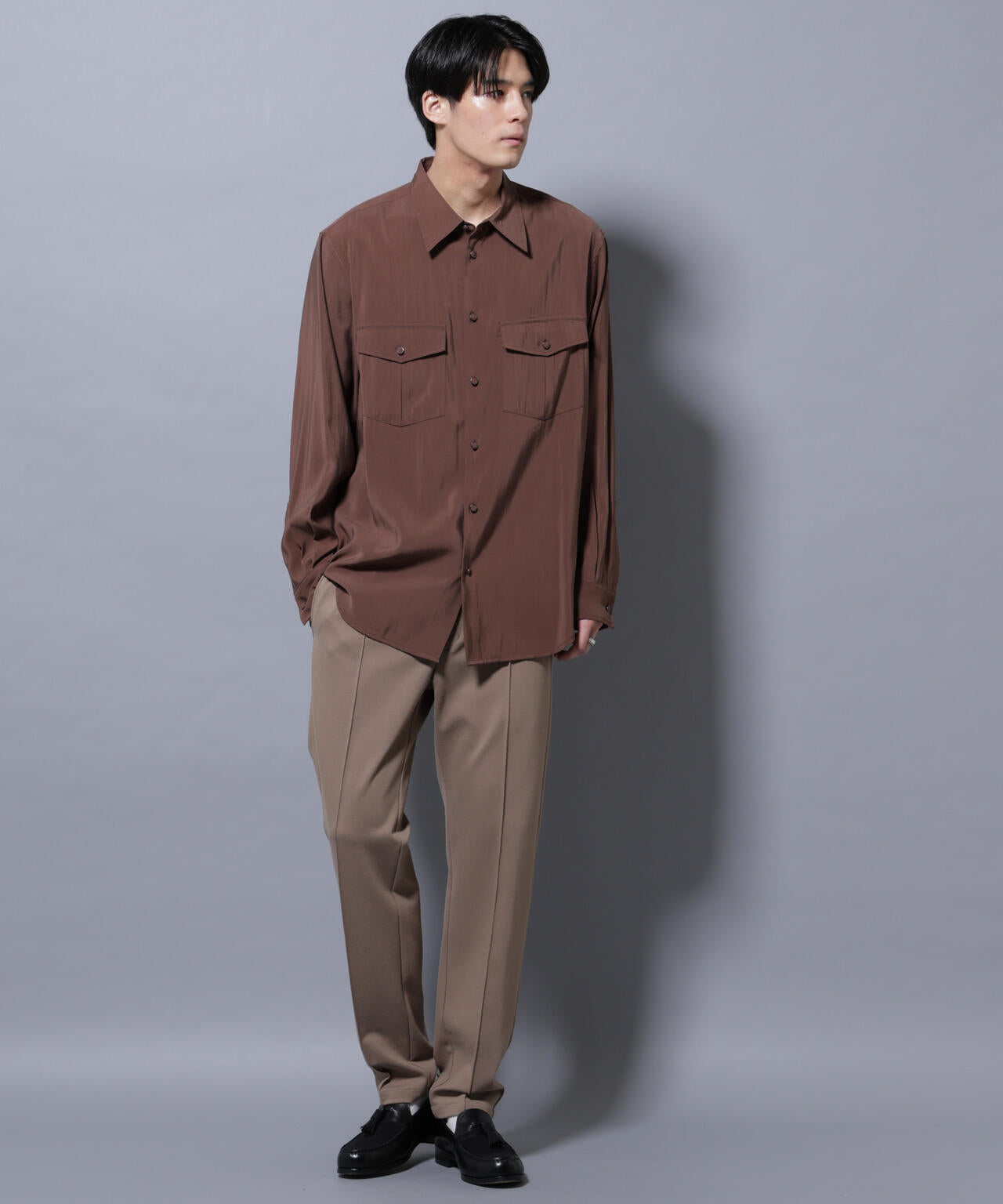 ヴィンテージライクレーヨンフィブリルシャツ