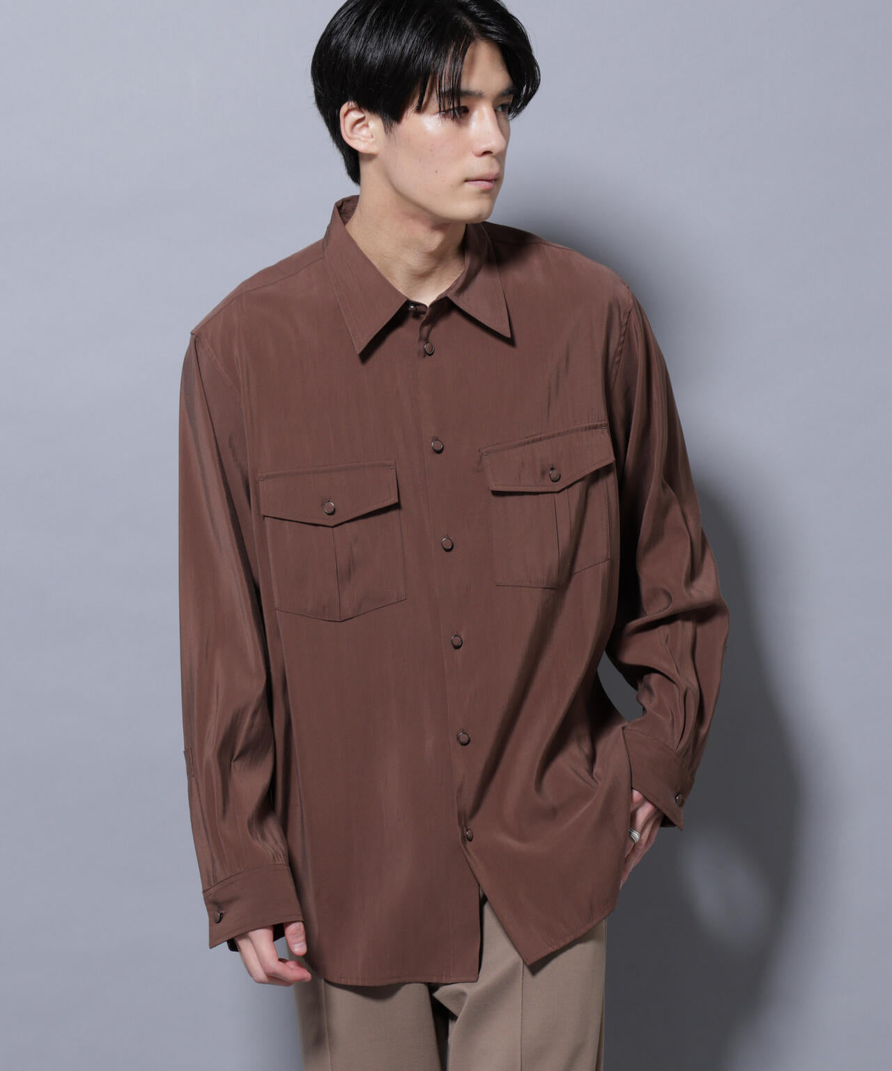 ヴィンテージライクレーヨンフィブリルシャツ