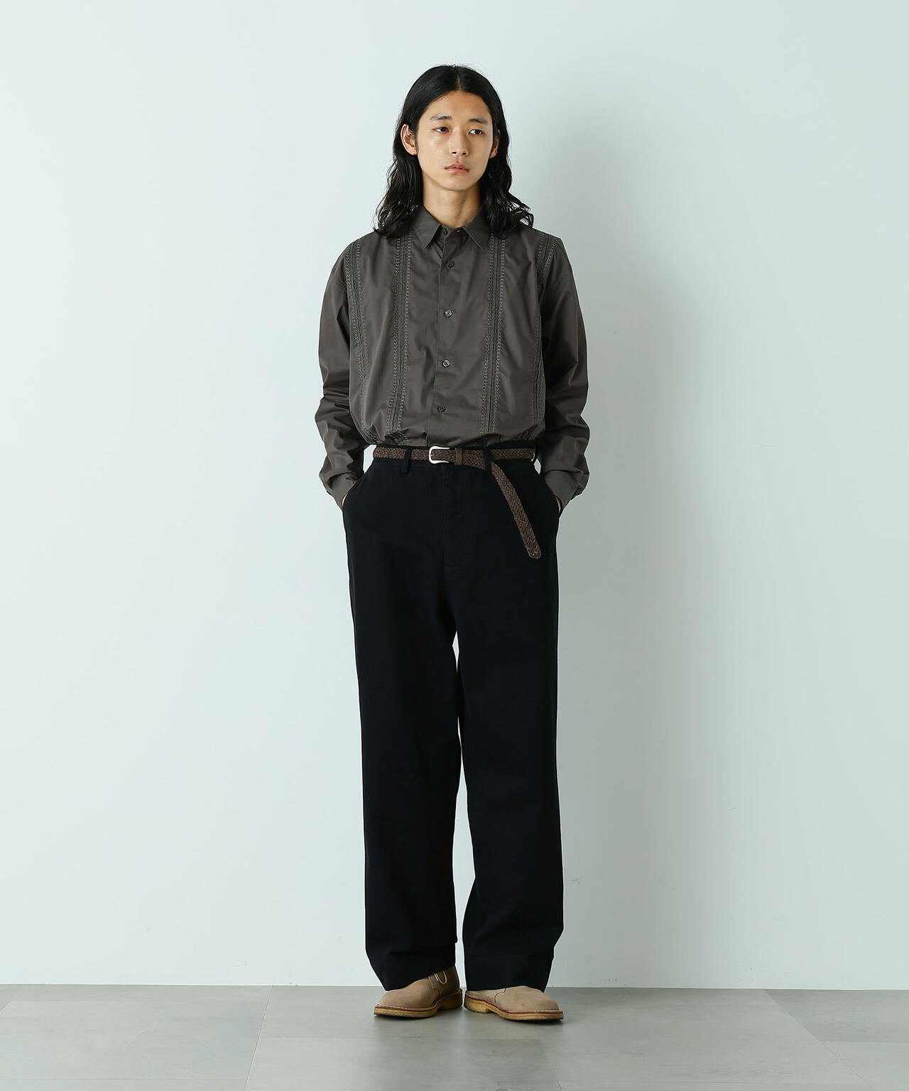 「HOTEL LACE」デザインステッチロングスリーブシャツ