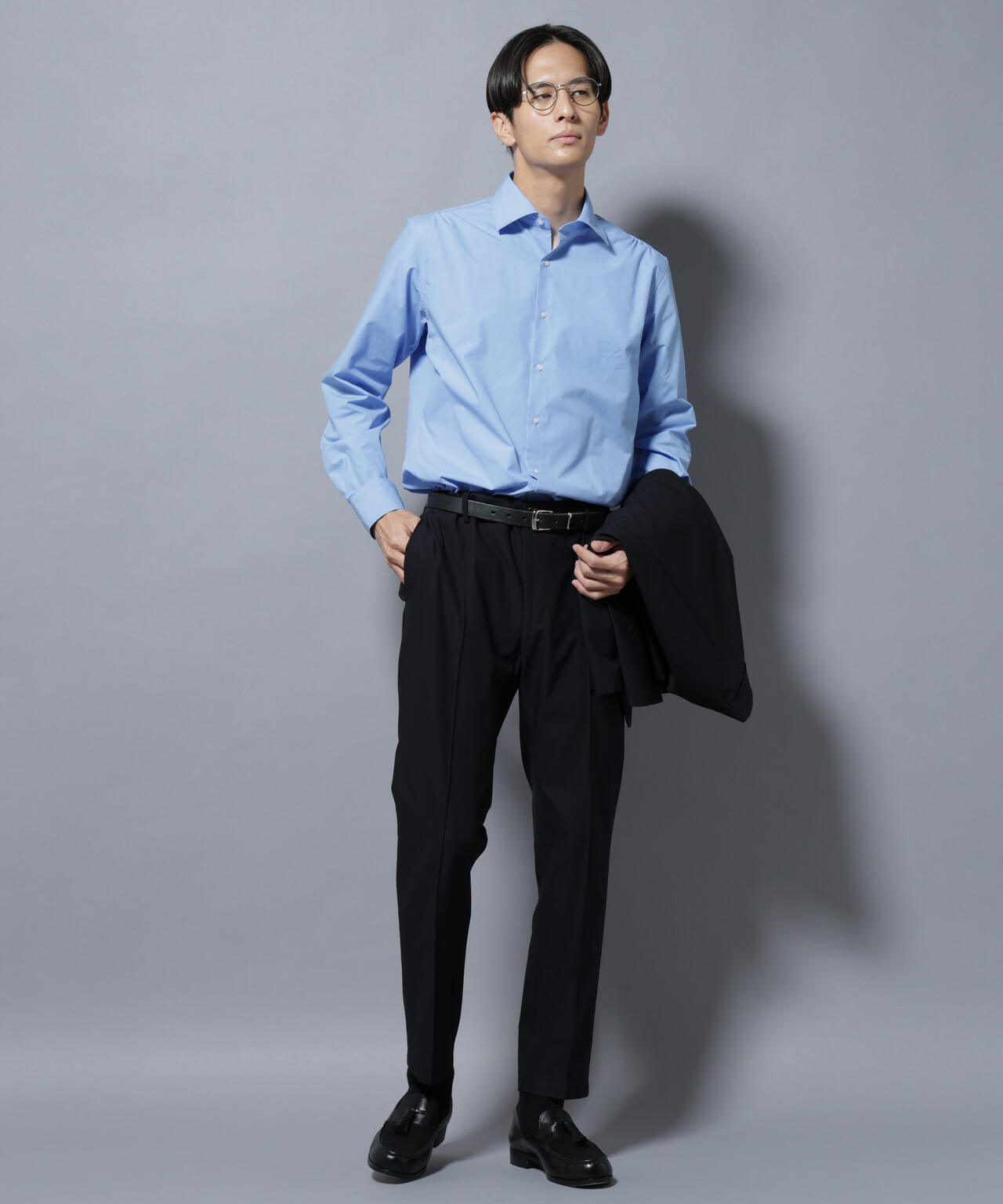 「N shirt」Anti Soaked(R)汗染み防止セミワイドカラーシャツ長袖