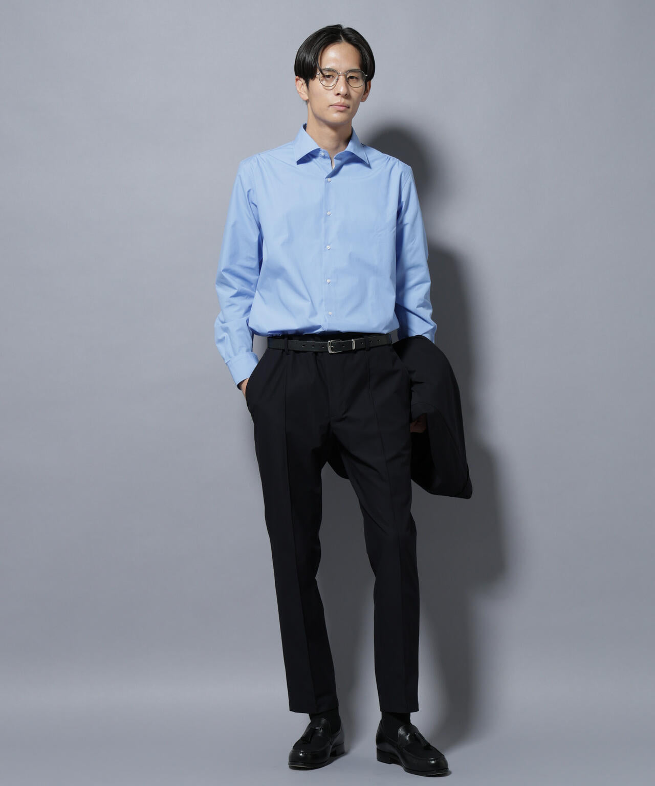 「N shirt」Anti Soaked(R)汗染み防止セミワイドカラーシャツ長袖