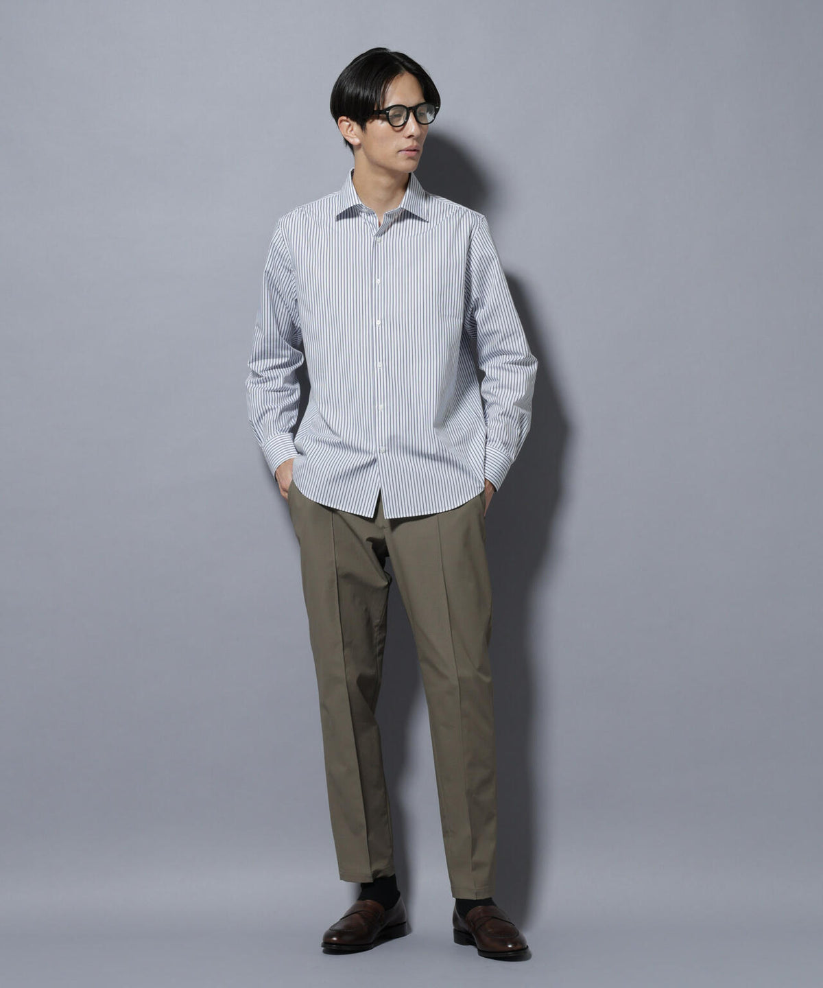 「N shirt」Anti Soaked(R)汗染み防止セミワイドカラーシャツ長袖