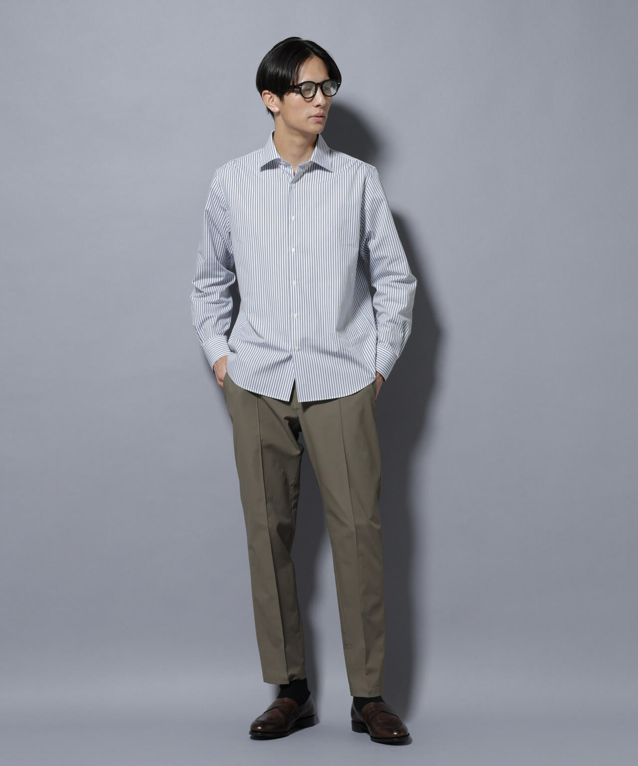 「N shirt」Anti Soaked(R)汗染み防止セミワイドカラーシャツ長袖