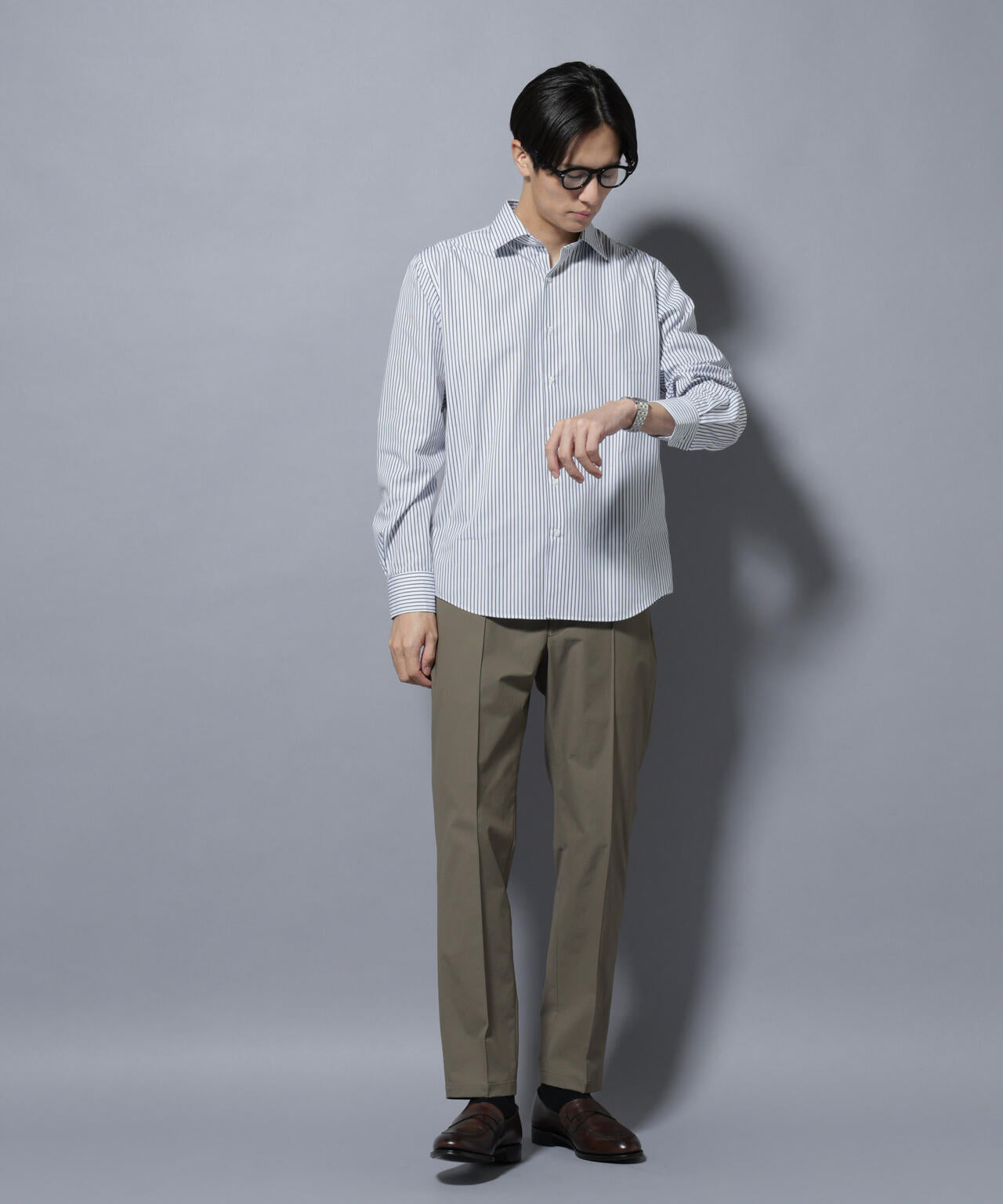「N shirt」Anti Soaked(R)汗染み防止セミワイドカラーシャツ長袖