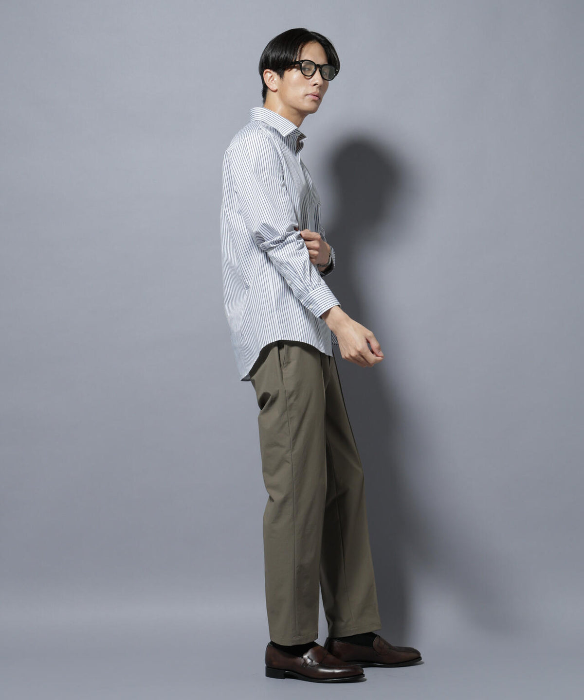 「N shirt」Anti Soaked(R)汗染み防止セミワイドカラーシャツ長袖