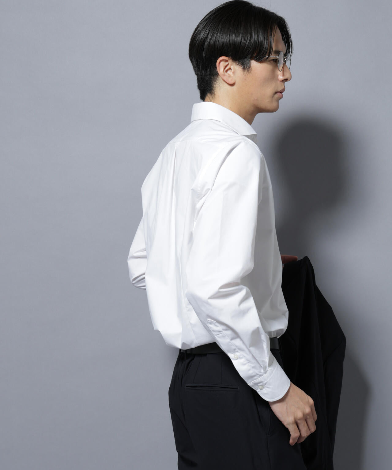 「N shirt」Anti Soaked(R)汗染み防止ホリゾンタルカラーシャツ長袖