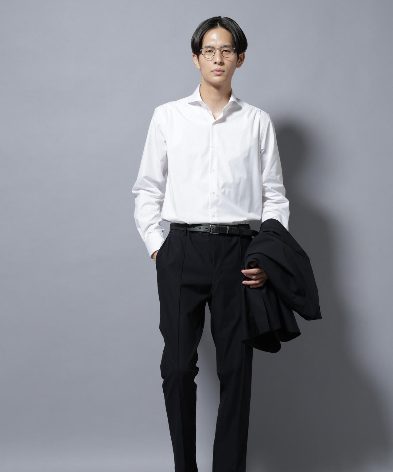 「N shirt」Anti Soaked(R)汗染み防止ホリゾンタルカラーシャツ長袖