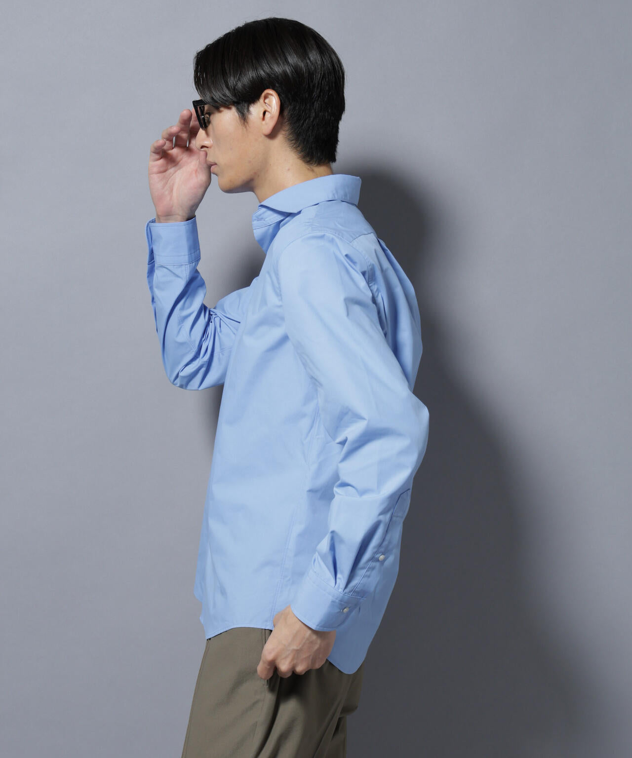 「N shirt」Anti Soaked(R)汗染み防止ホリゾンタルカラーシャツ長袖