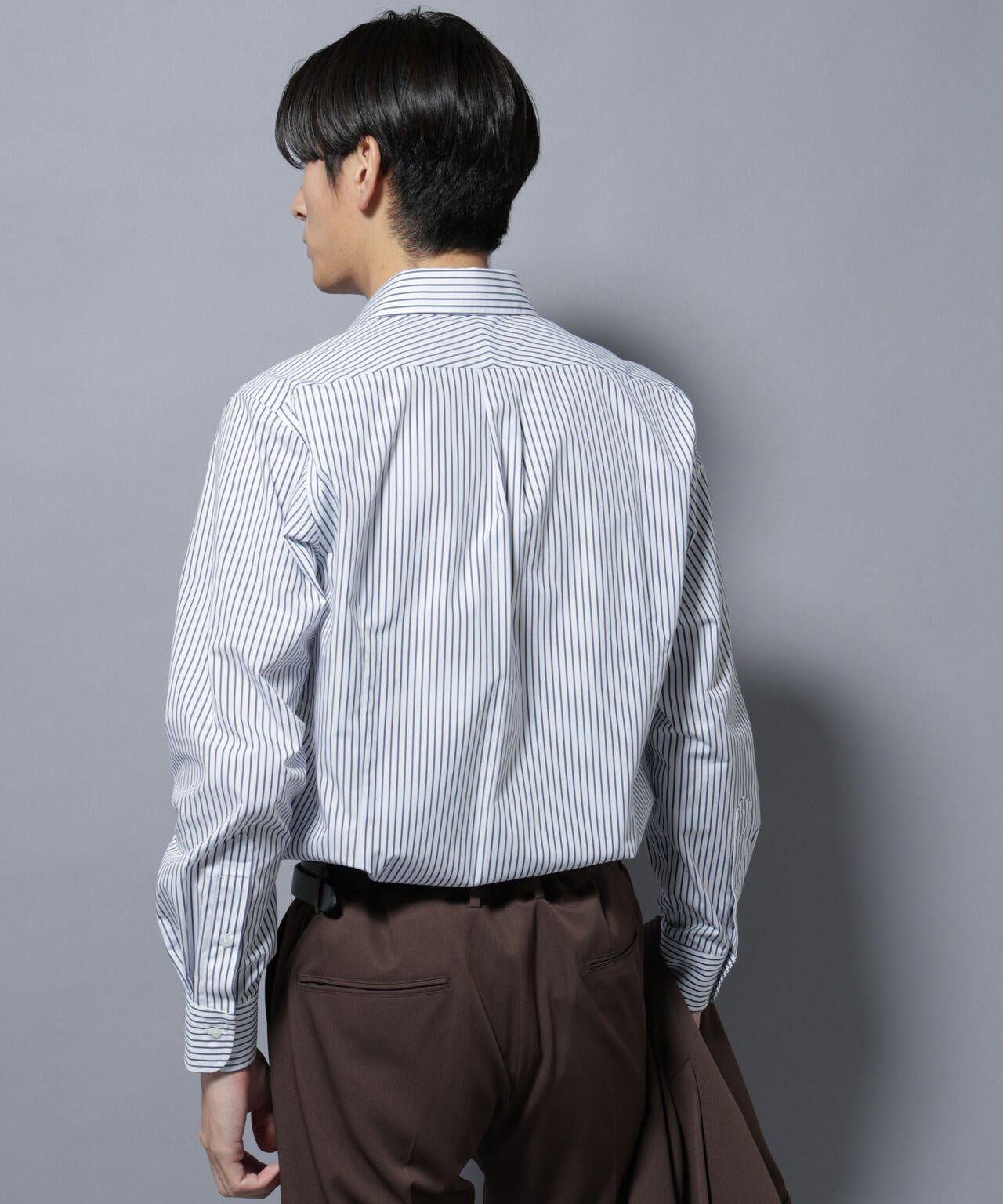 「N shirt」Anti Soaked(R)汗染み防止ホリゾンタルカラーシャツ長袖