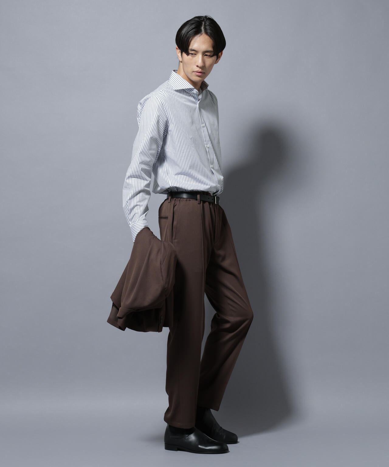 「N shirt」Anti Soaked(R)汗染み防止ホリゾンタルカラーシャツ長袖