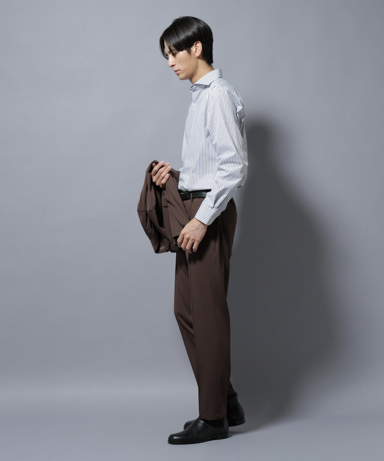 「N shirt」Anti Soaked(R)汗染み防止ホリゾンタルカラーシャツ長袖