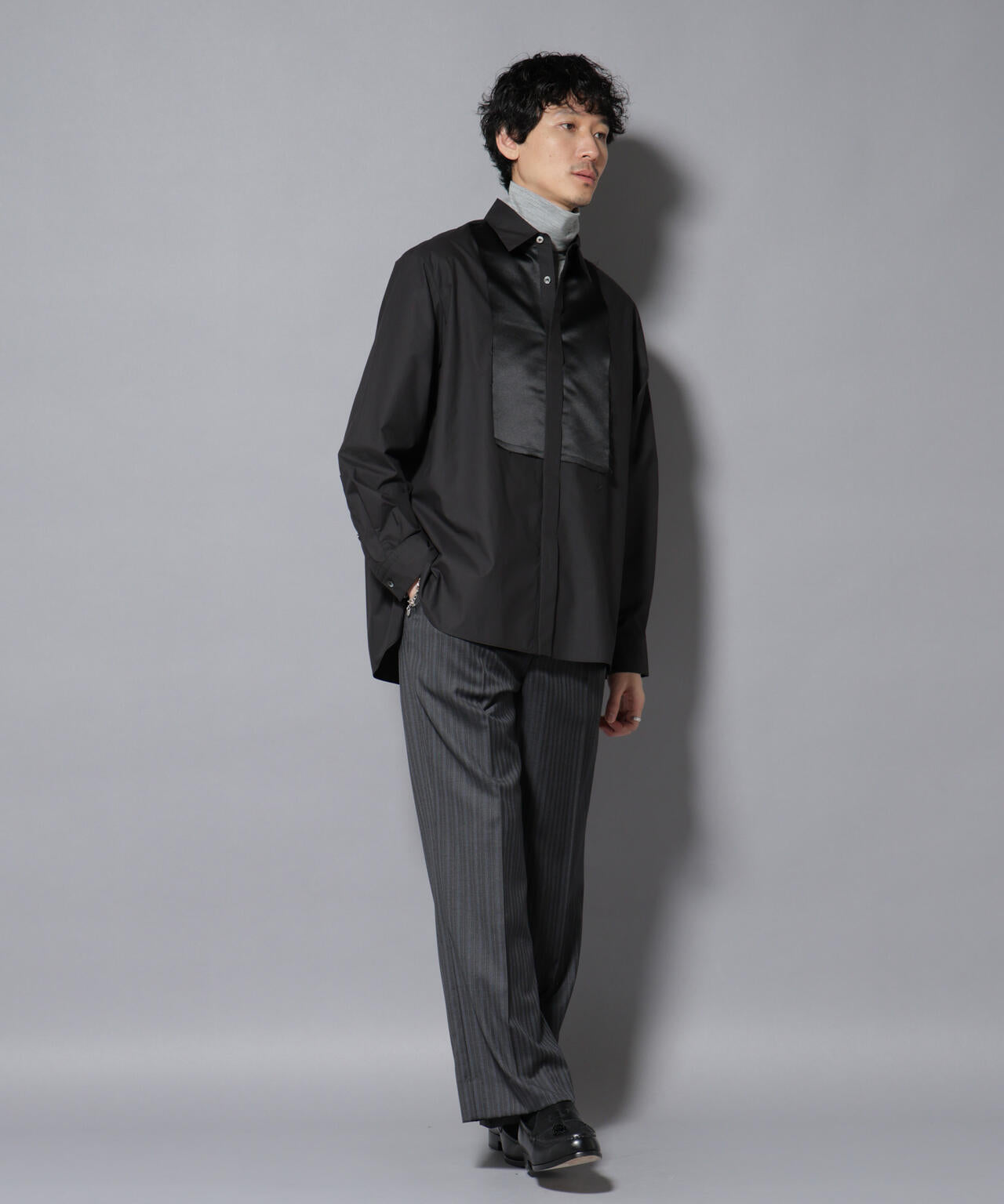 「ASSEMBLANC」シルク混ブザムシャツ