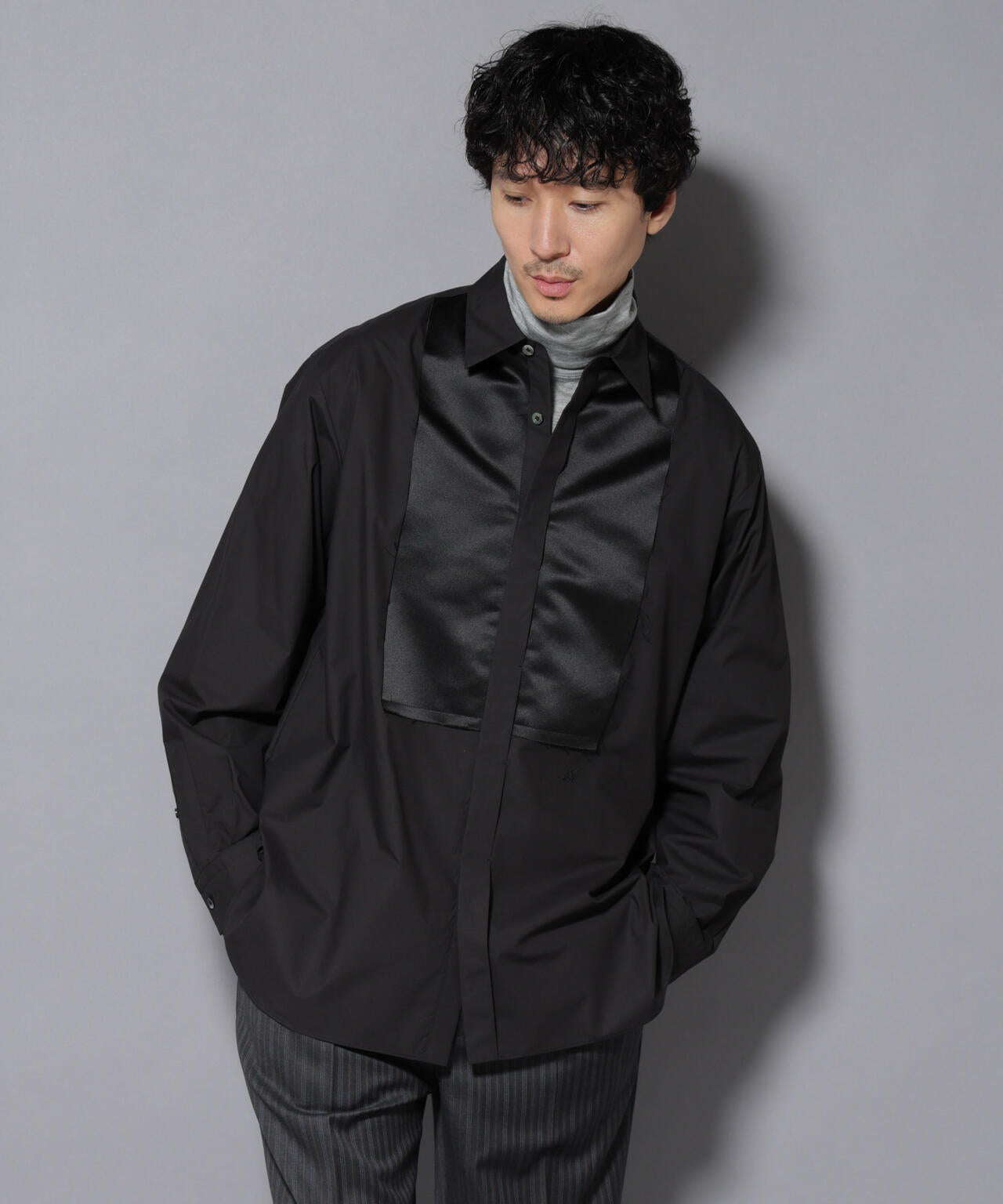 「ASSEMBLANC」シルク混ブザムシャツ