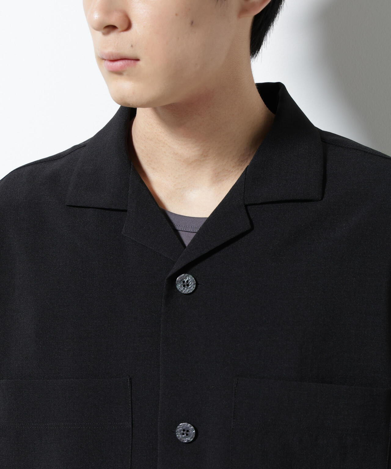 メランジドライオープンカラーシャツ(セットアップ可)