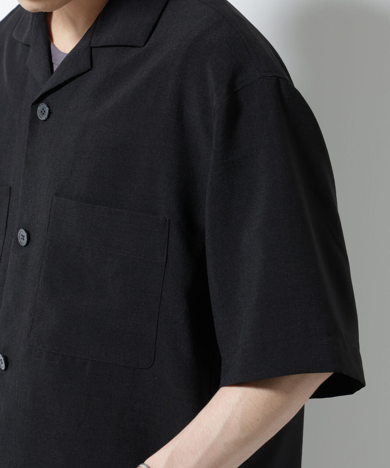 メランジドライオープンカラーシャツ(セットアップ可)