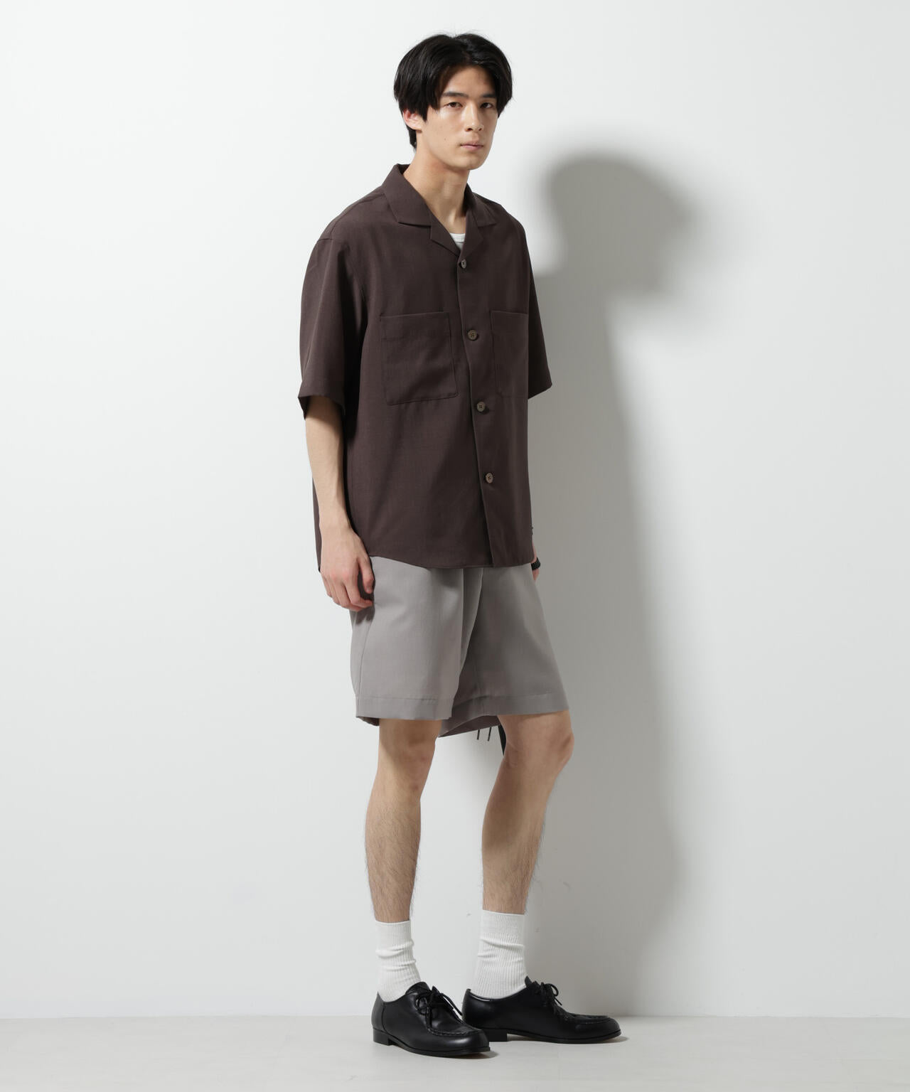 メランジドライオープンカラーシャツ(セットアップ可)