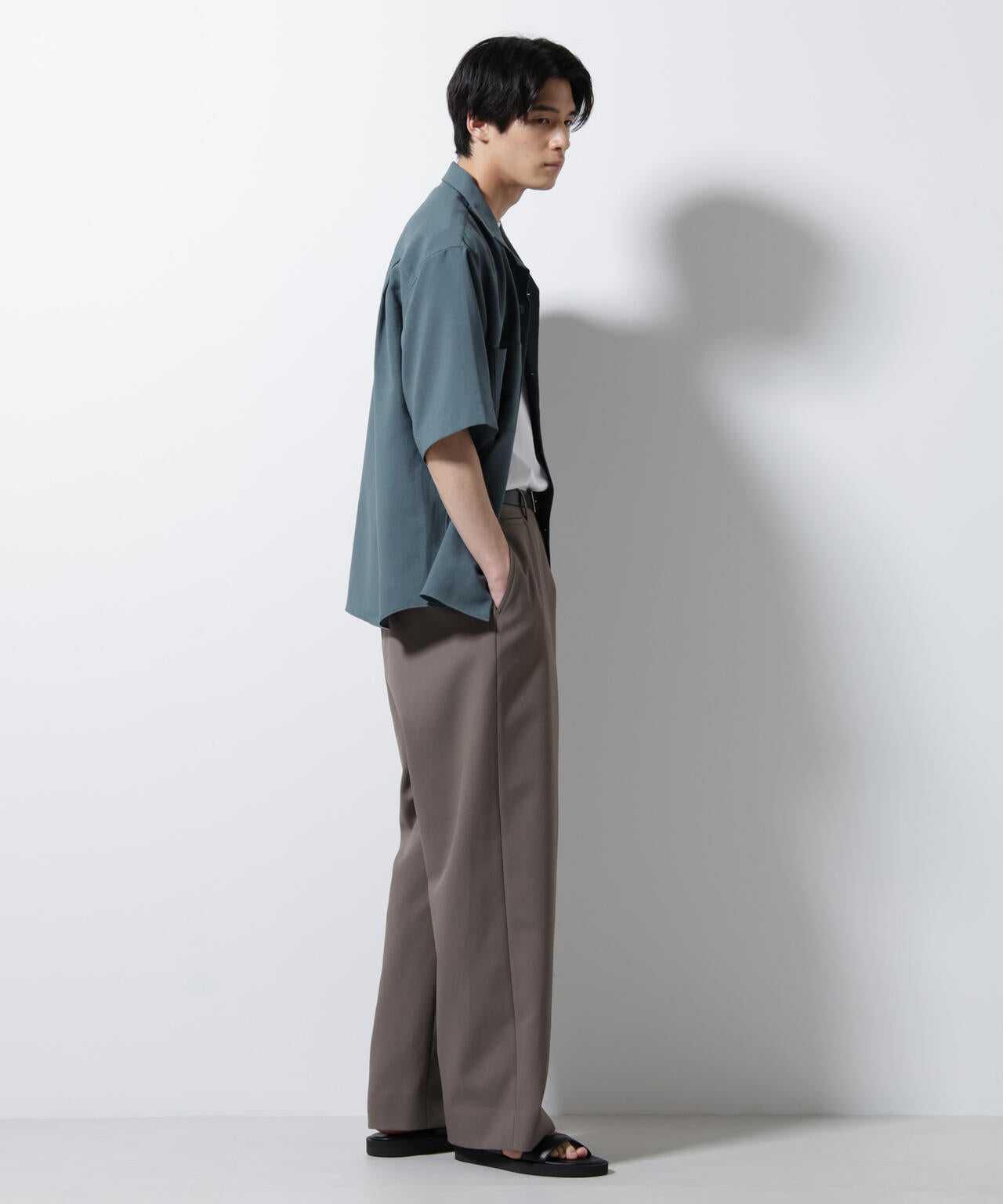 メランジドライオープンカラーシャツ(セットアップ可)