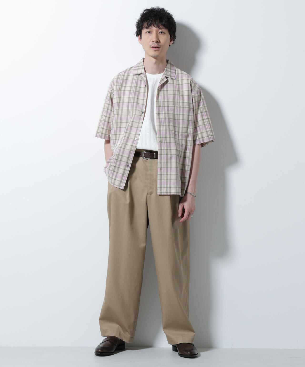 Fabric by INDIA オールドライクマドラスチェックシャツ 半袖