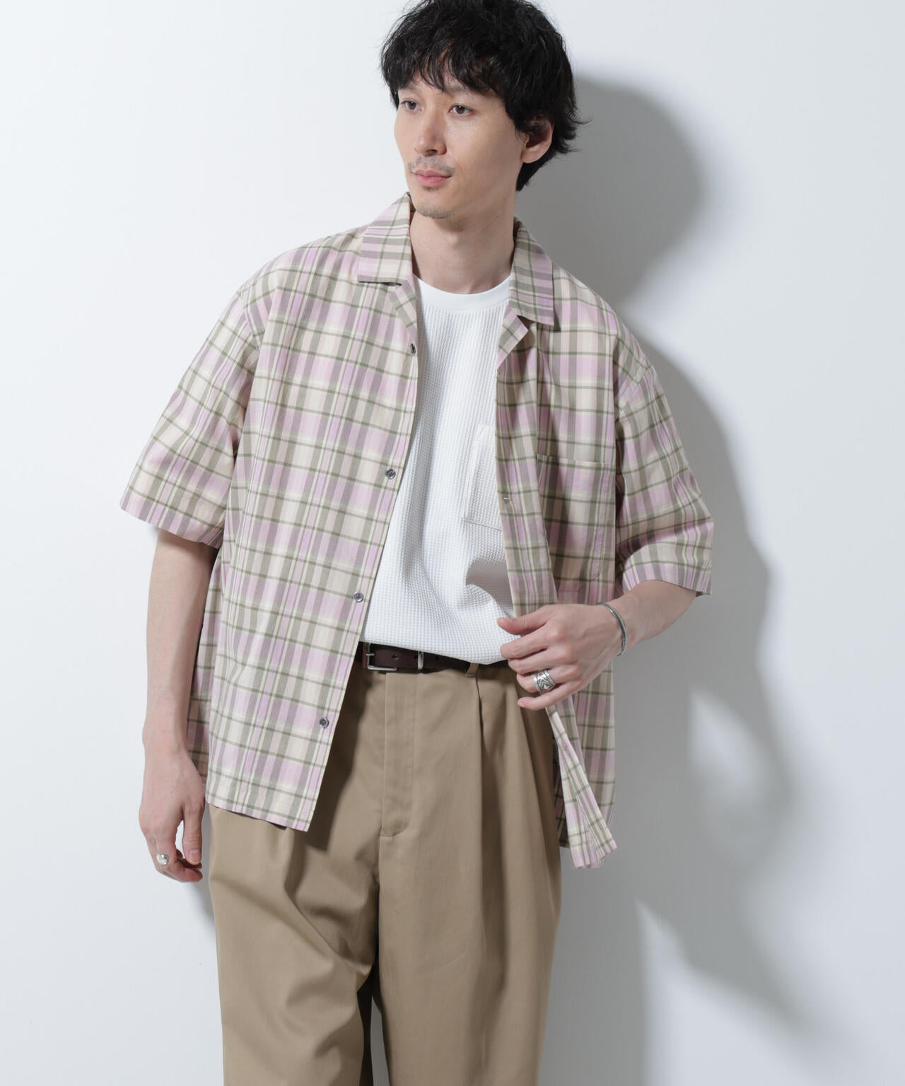 Fabric by INDIA オールドライクマドラスチェックシャツ 半袖