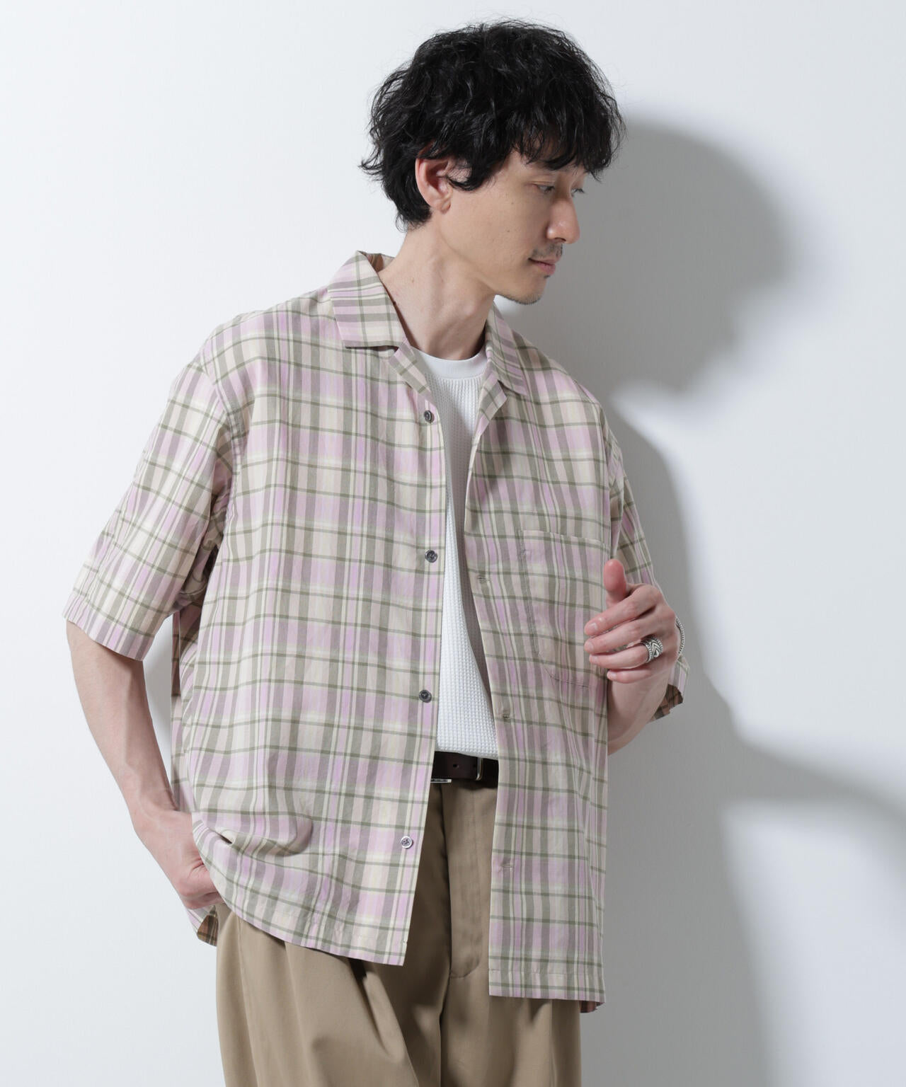 Fabric by INDIA オールドライクマドラスチェックシャツ 半袖