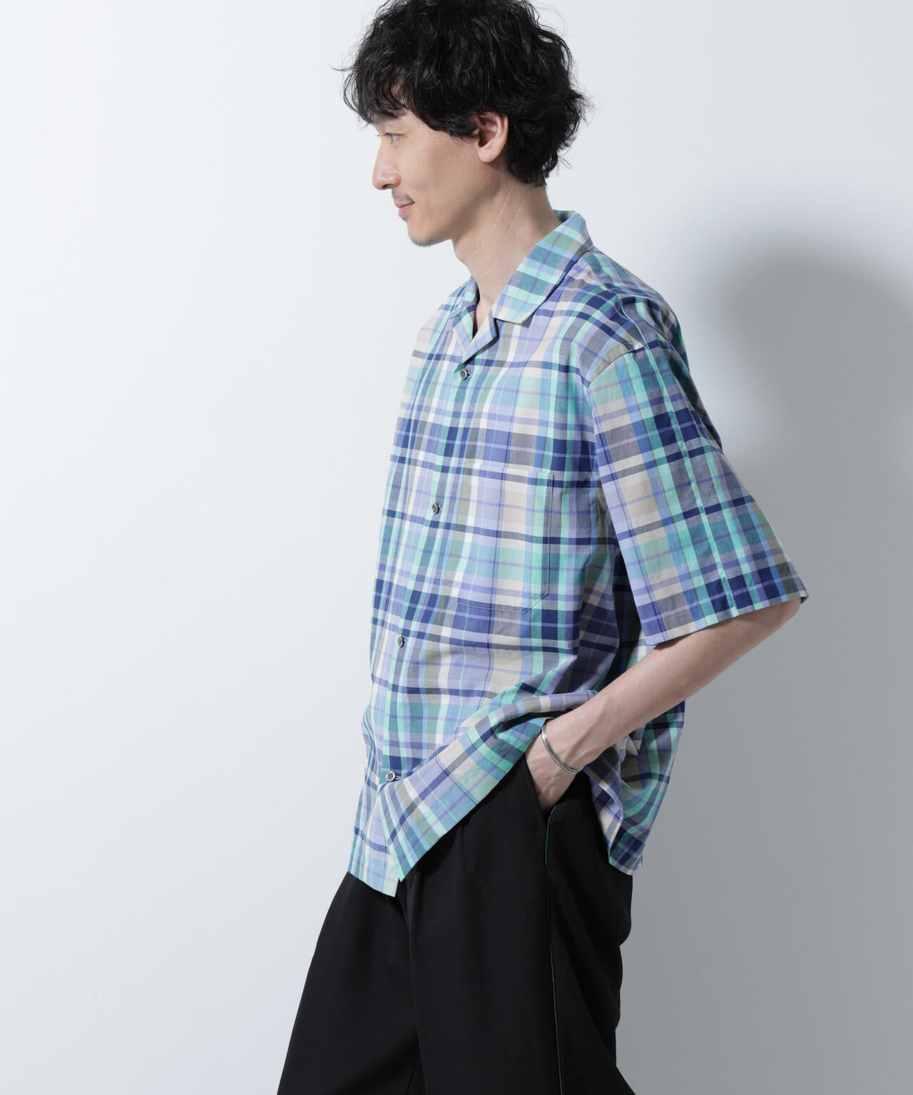 Fabric by INDIA オールドライクマドラスチェックシャツ 半袖