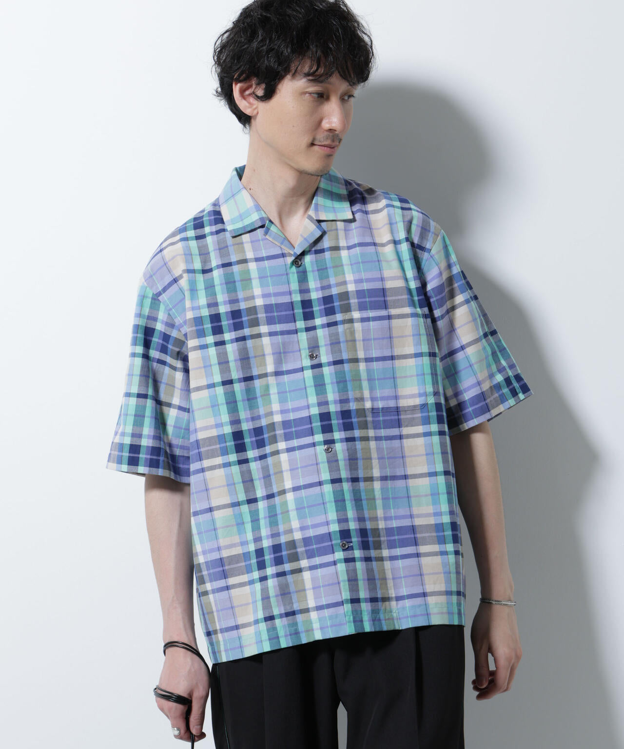 Fabric by INDIA オールドライクマドラスチェックシャツ 半袖