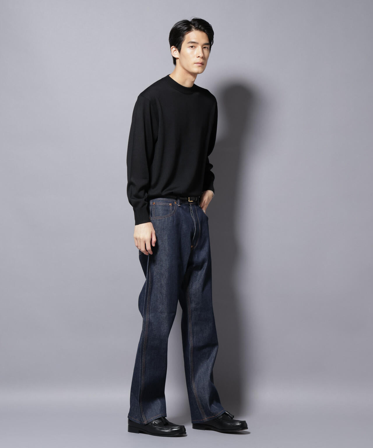 「毛玉レスニット」ファインゲージクルーネック