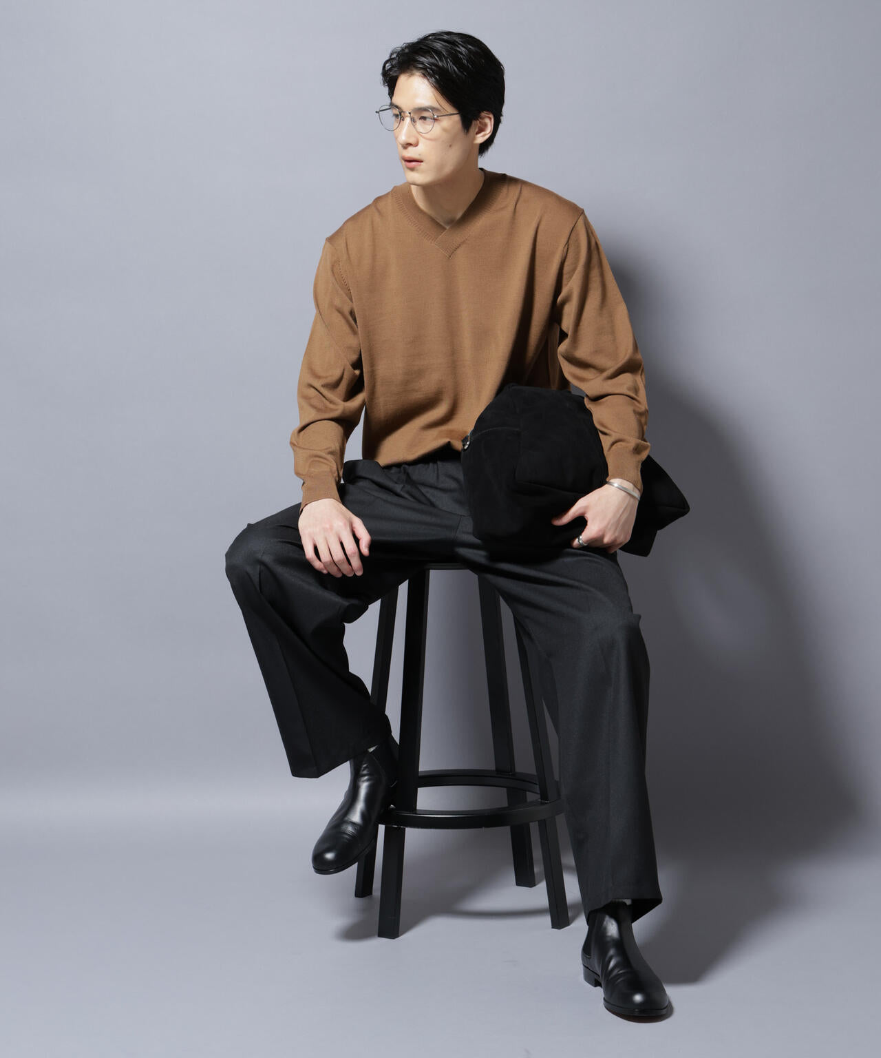 「毛玉レスニット」ファインゲージVネック