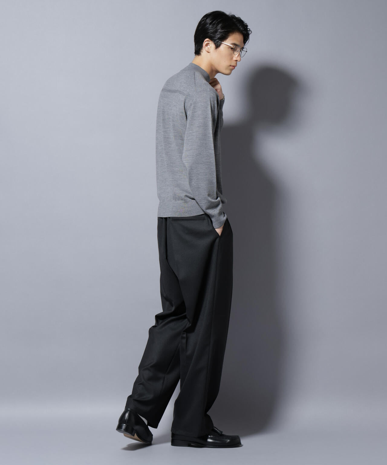 「毛玉レスニット」ファインゲージモックネック