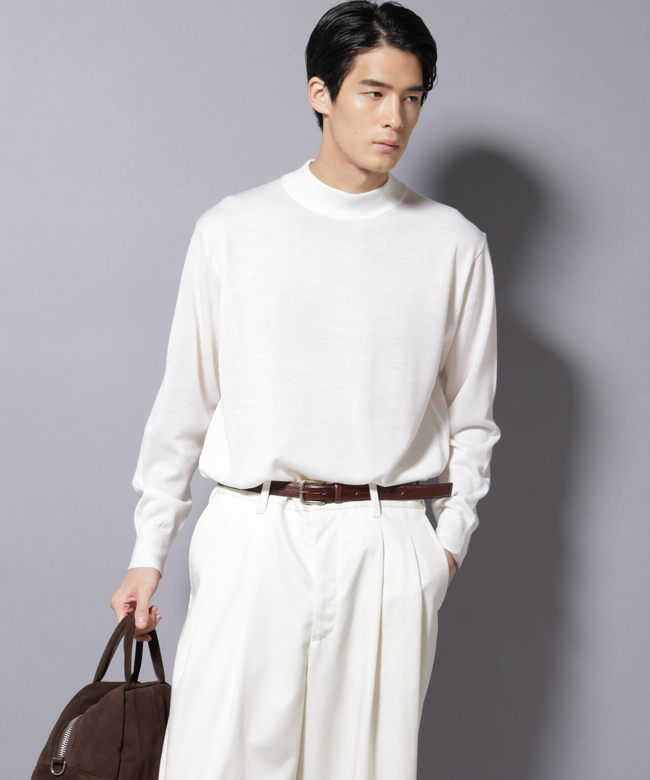 「毛玉レスニット」ファインゲージモックネック