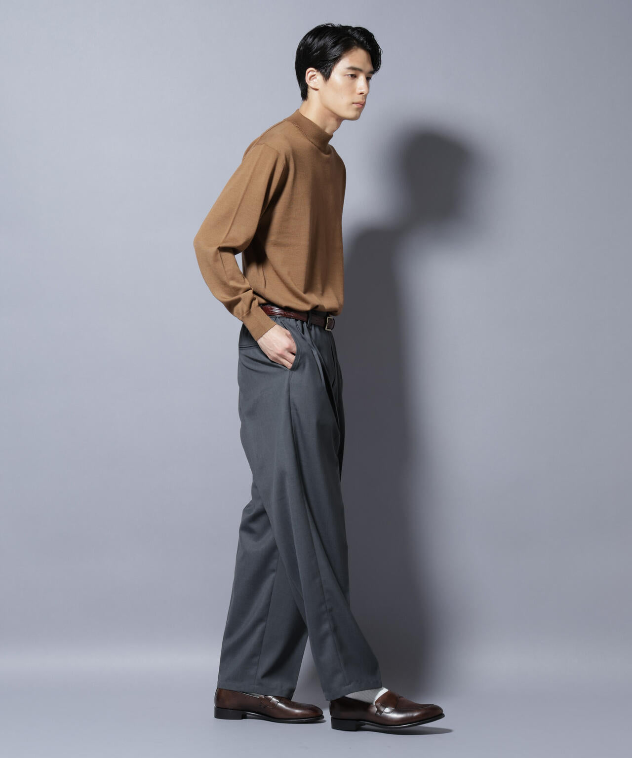 「毛玉レスニット」ファインゲージモックネック