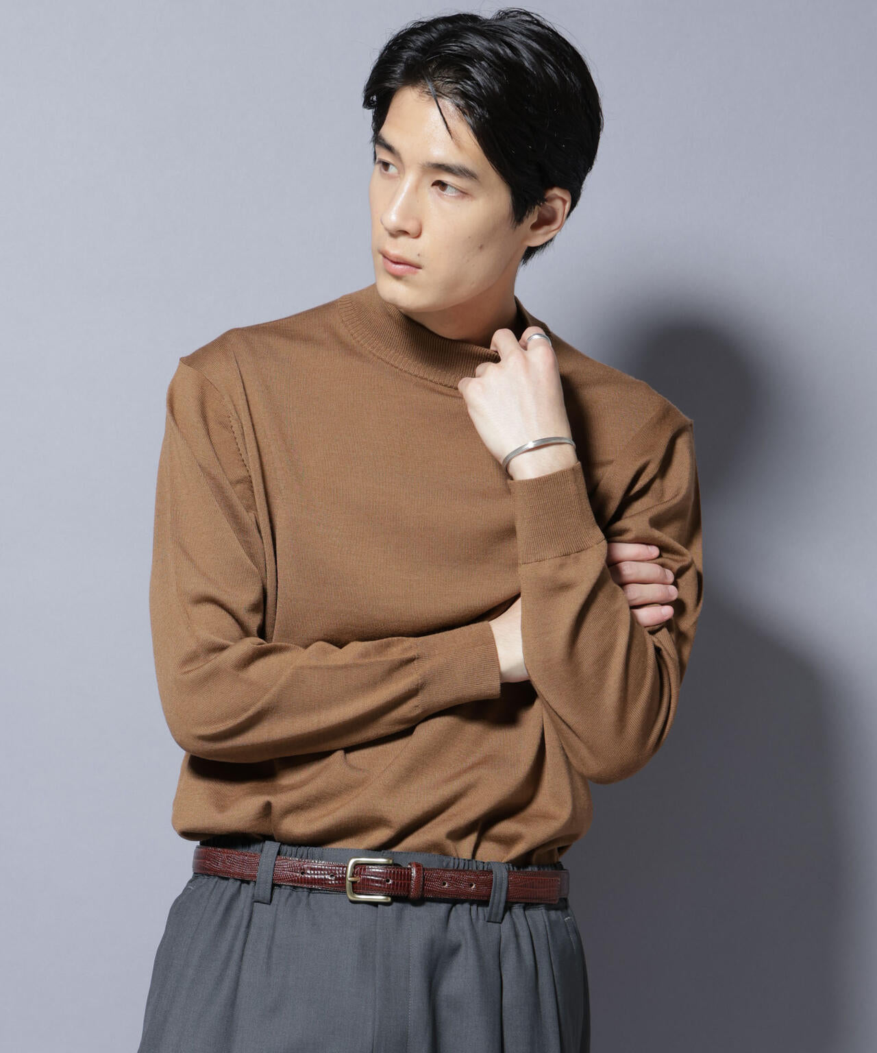 「毛玉レスニット」ファインゲージモックネック