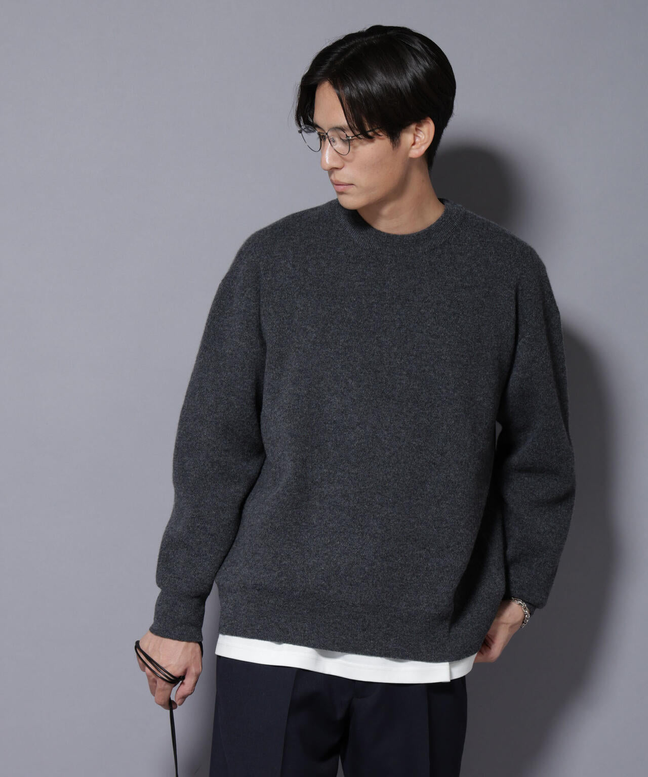 ウールカシミヤクルーネックプルオーバー